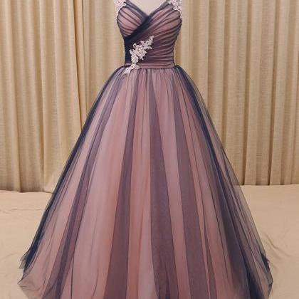 Navy Blue Princess Tulle Ball Gown Formal Evening..