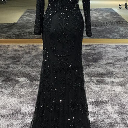 2018 Embroidery Mermaid Evening Dress See Through..