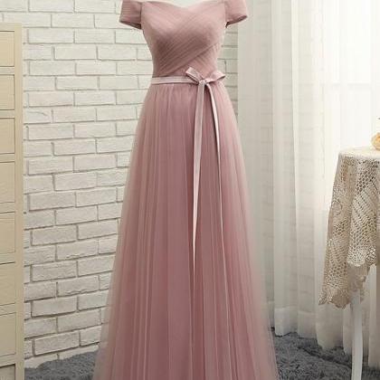 Simple Sweetheart Tulle Long Prom Dress, Tulle..