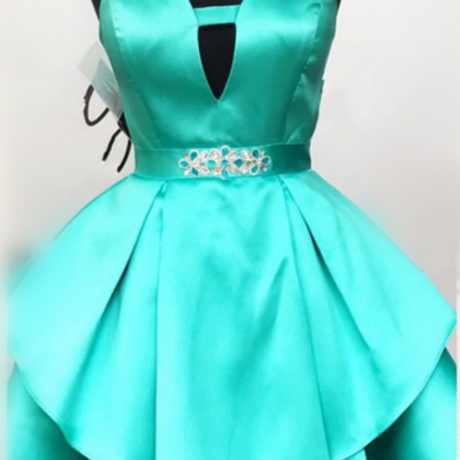 Mint Green Homecoming Dress, Short V Neck Prom..