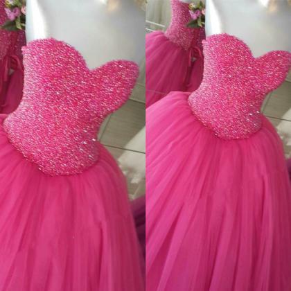 Pink Ball Gowns Prom Dress,sweetheart Dress,pink..