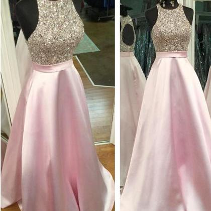 Pink Prom Dress,halter Prom Dress,keyhole Back..