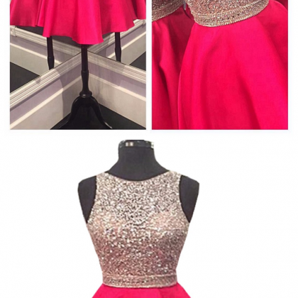 Sparkly Short Homecoming Dress 2018 Cute Pink Top..