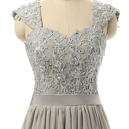 Chiffon and Lace Appliqued Long Dresses Sunset