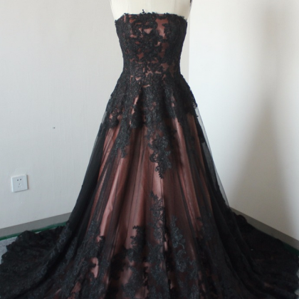 Long Prom Dress,handmade Lace Prom Dress, Appliqued Tulle Formal ...