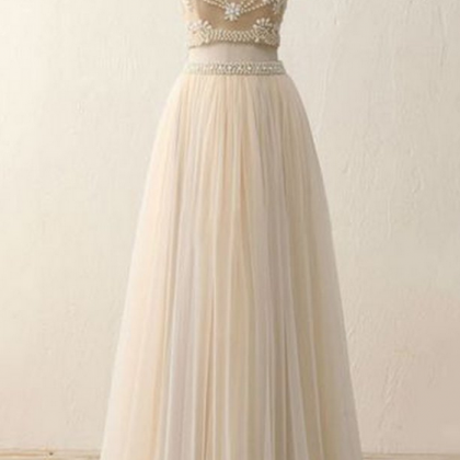 Ivory Chiffon See-through Two Pieces Beading..