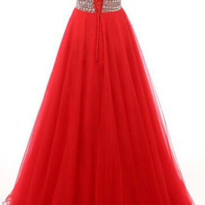 Red Fashion Model Sleeveless Dress Sexy Beaded..