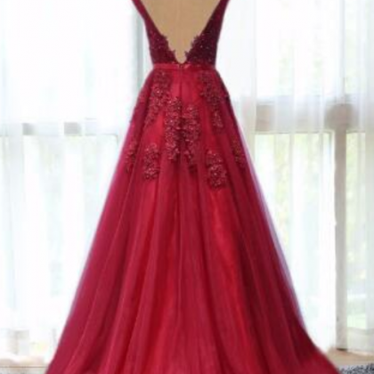 Pleated V-neck Cap Sleeve A-Line Sweep Train Dress Grape main image 1
