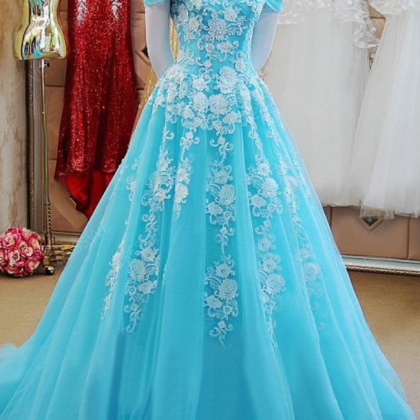 Off The Shoulder Ice Blue Formal Occasion Dress