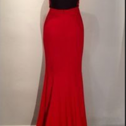 Red Sleeveless Mermaid Floor-length Prom Dress,..