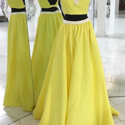 Sun Yellow 2 Pieces Prom Dress on Luulla