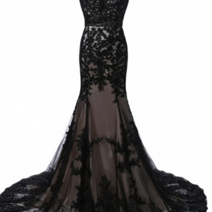 The Elegant Black Lace Dress Mermaid Has A Gown..