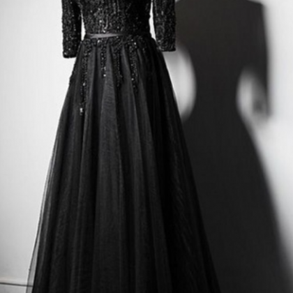 Black Long Sleeved Dress For A..