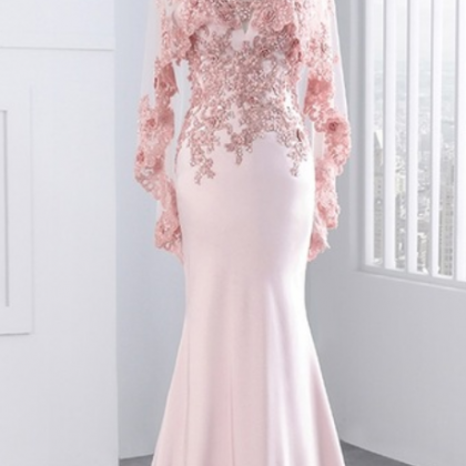 Pink Or Red Lace Mermaid Evening Gown Long Party..