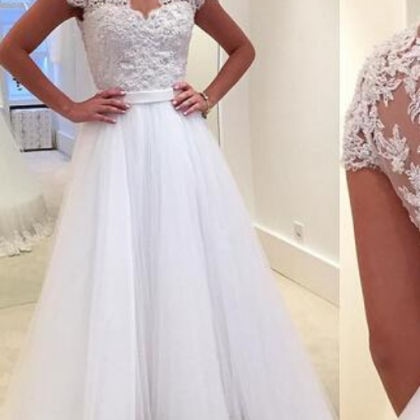 Cap Sleeve Wedding Dress, A Line Wedding Dress,..