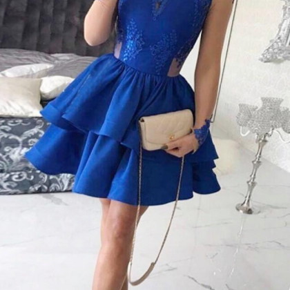 Royal Blue Sexy Homecoming Dresses Long Sleeve..