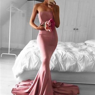 Strapless Evening Dress Simple Prom Dress Mermaid..