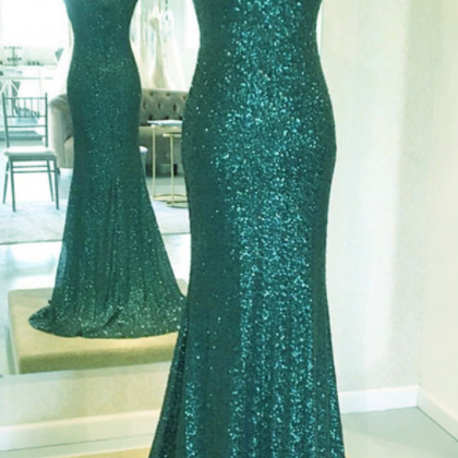 Charming Neck A, Green Sequins, Ball Gowns,..