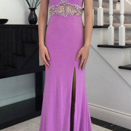 Long Purple Chiffon Formal Dresses Featuring..