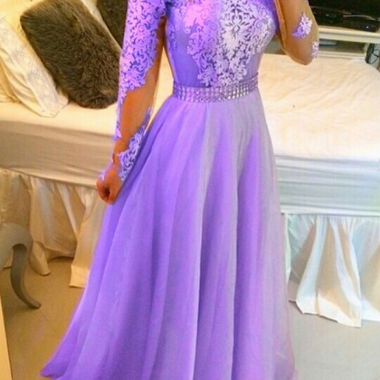 Glamorous Evening Gown, Purple Ball Gown, Long..