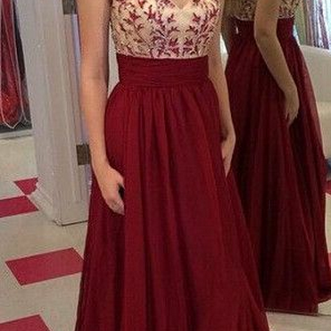 A Glamorous Evening Gown, Wine Red Flower Ball..