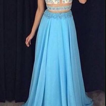 Prom Dress,blue Sequins Long Prom Dresses,elegant..