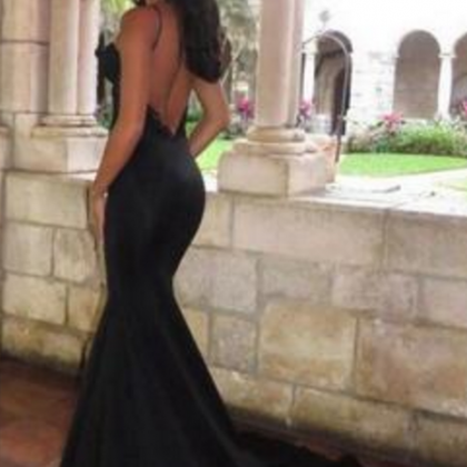 Glamorous Mermaid Spaghetti Strap Lace Applique Slit Prom Gown