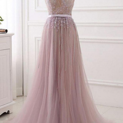 Real Made Beading Elegant Prom Dress,long Prom..