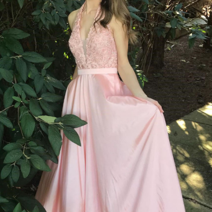 Elegant Lace A-Line Prom Dresses,Applique V-Neck Long Evening Dress      fg2280 main image 0