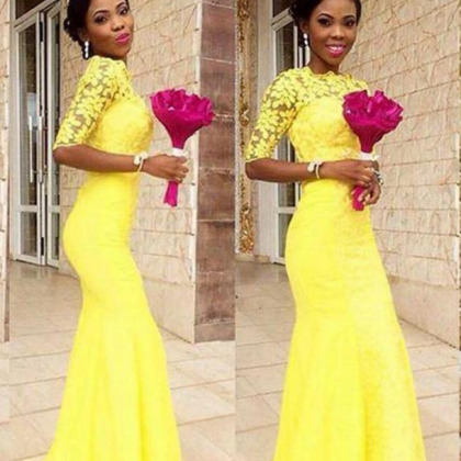 4610387 Yellow Sleeveless Lace Dress