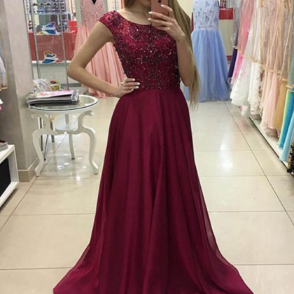 Chiffon Sequins Prom Dress, Modest Prom Dresses, Long Dress For Teens ...