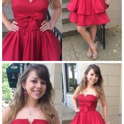 Simple Red A-line Homecoming Dress, Sexy Cocktail..
