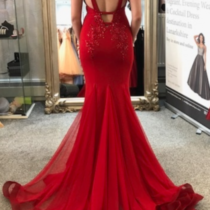 Red Mermaid Long Prom Dress, Gorgeous Prom Dress..