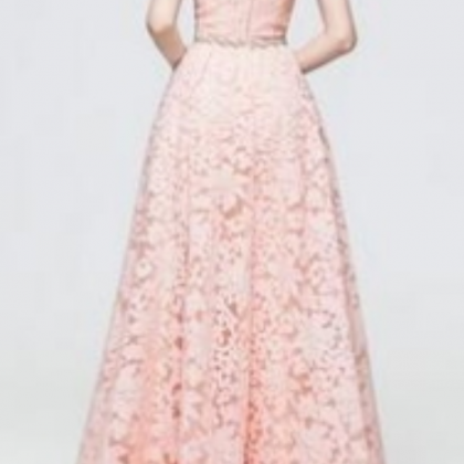 A-Line Sweetheart Beaded Two Piece Prom Dresses with Bow & Slit
