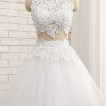 Sexy White Two Piece Evening Dress Summer Dress Y5712