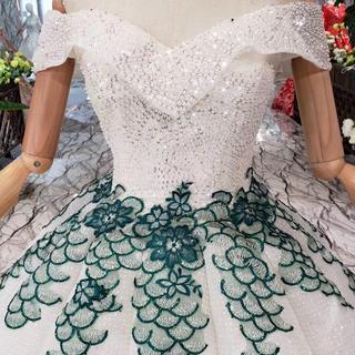 Ball Gown Off The Shoulder Prom Dress With Green..