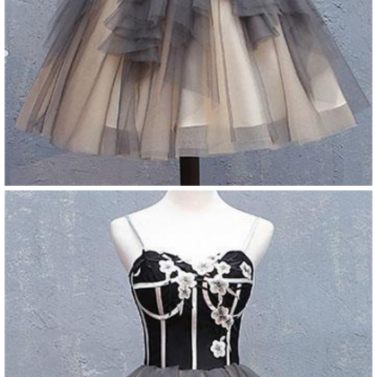 Sleeveless Tiered A Line Homecoming Dresses Short..