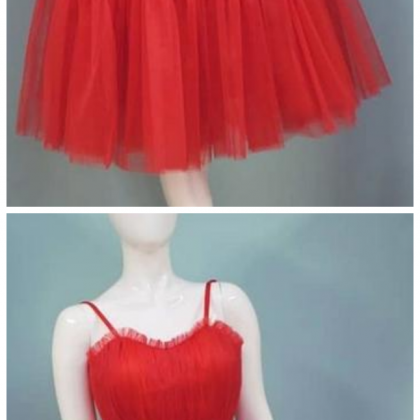 Red Sweetheart Sleeveless Short Prom Dresses..