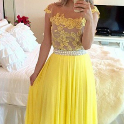 Tulle Prom Dresses,yellow Prom Dress,modest Prom..