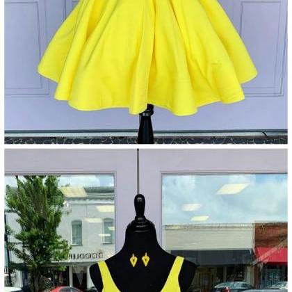 Yellow Short Prom Dress, Yellow Homecoming Dress