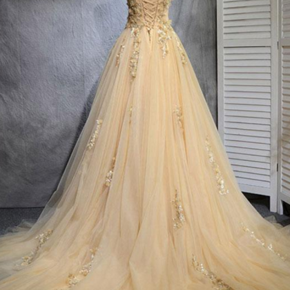 Tulle Lace Long Prom Dress, Tulle Evening Dress