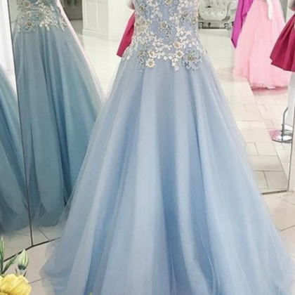 Elegant Light Blue Prom Dress,sexy Prom Dresses,..