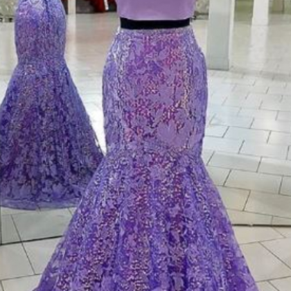 Off The Shoulder Two Piece Long Prom Dress