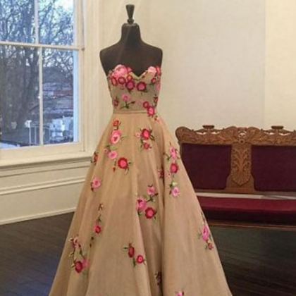 A-line Floor-length Sweetheart Evening Dress With..