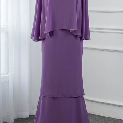 Spark Queen Elegant Purple Chiffon Mother Of The..