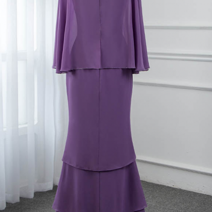 Spark Queen Elegant Purple Chiffon Mother Of The..