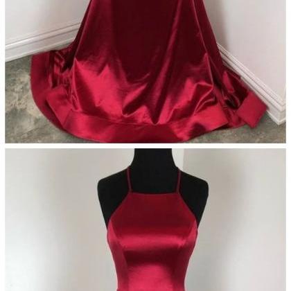 Spark Queen Lace Up Burgundy Satin Prom Dresses,..