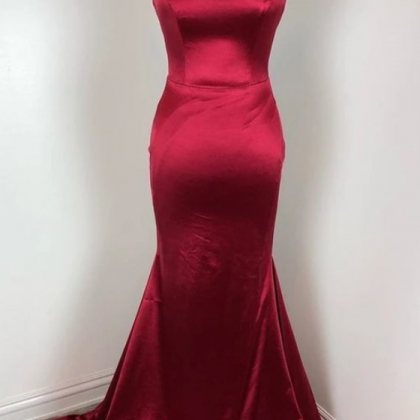 Spark Queen Lace Up Burgundy Satin Prom Dresses,..