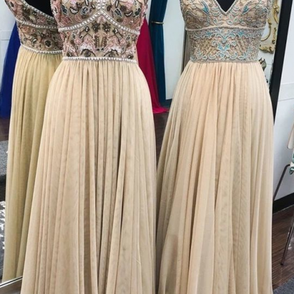 Spark Queen Handmade Champagne Prom Dresses,..
