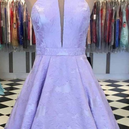 Spark Queen Lilac Printed Satin Short Prom..